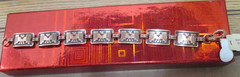 Vtg Solid Copper Thunderbird 7 Panel Link Bracelet 7.5″ Native American Style
