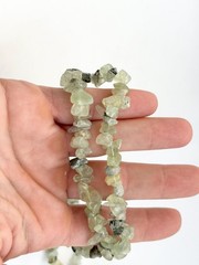 Prehnite Beaded Chip Long Stranded Vintage Green Necklace – 36″