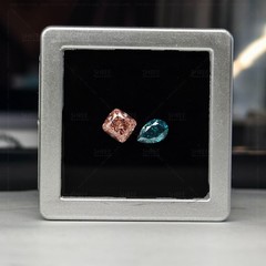 5.25 TCW (Approx) Fancy Vivid Pink Cushion & Blue Pear Diamond Layout -IGI Certi