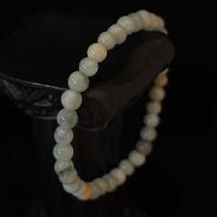 Natural Green Jade Jadeite Round Beads Bracelet Elastic, Width 5mm, 7 inch