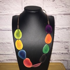 Colorful Acrylic Statement Necklace Artisan Bohemian Style