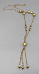 Vintage Beaded Necklace Chain Tassel Station 41″ Long Sautoir Granny Core 1970s