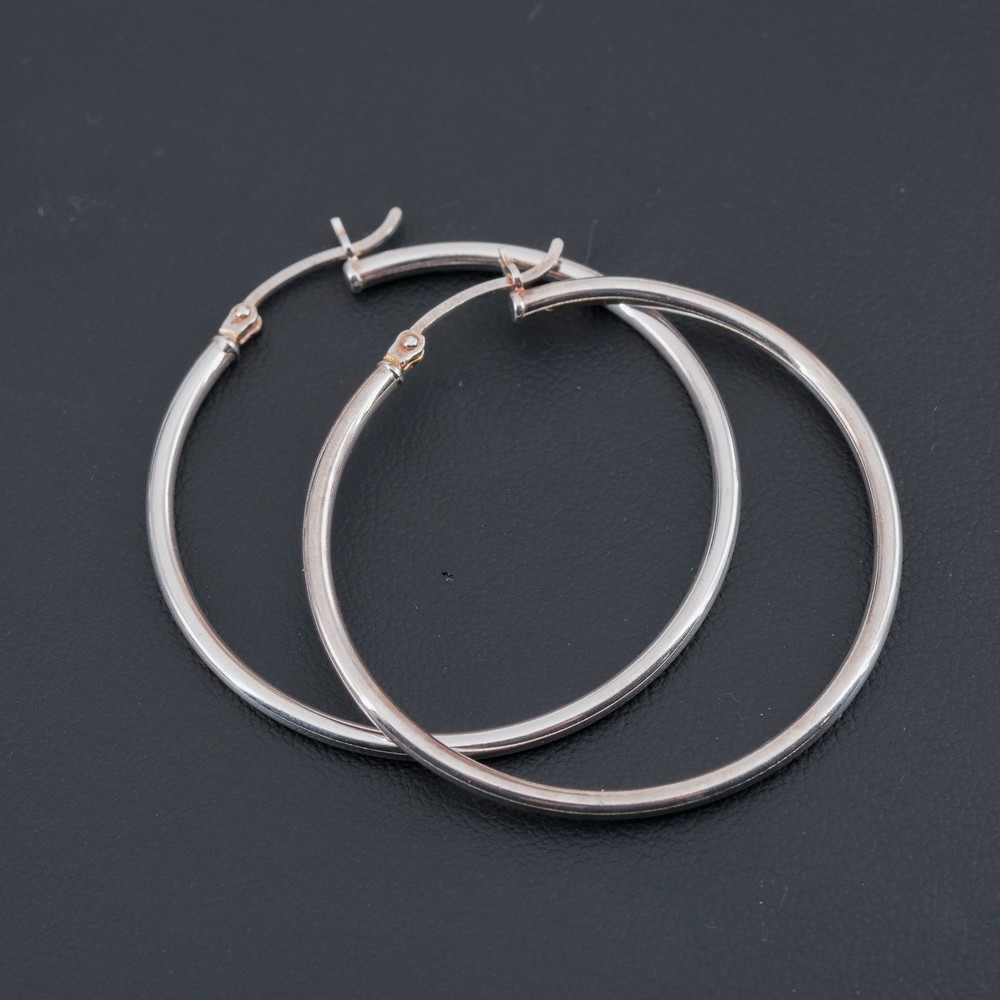 2.75g Jacmel Sterling Silver 925 Minimalist Hoop Earrings Leverback VTG 1.5in