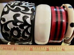 Vintage to Now Old Plastic Rhinestone Moonglow Metal Snake Wrap Bangle Bracelets