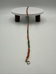 Vtg Jade Carnelian Gold Filled Beads Necklace Choker. 17” long. See pics.