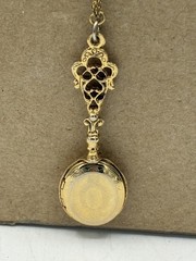 1928 Jewelry Co Signed Victorian Revival Filigree Locket Pendant Necklace 26”