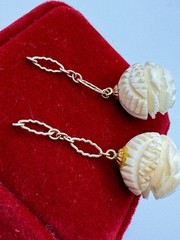 Vintage Carved Roses And 10k/14k Gold Earrings No Clasps