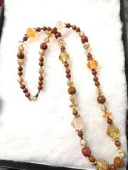 Vtg gold tone mix color style beaded Necklace