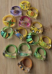 Vintage Acrylic Dome Rings Lot Assorted Sizes Colors Plastic Fashion Jewelry