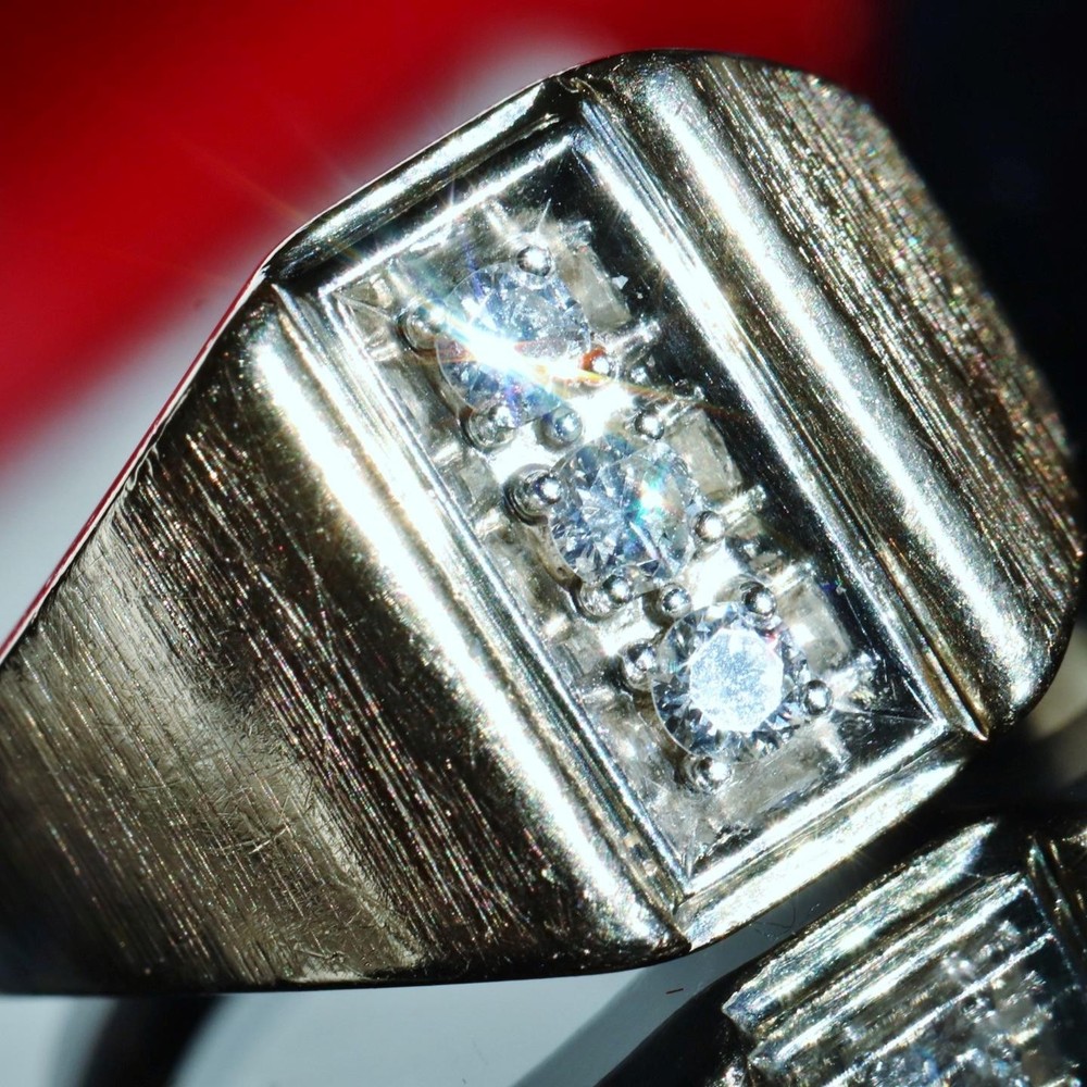 14k yellow gold ring 0.33ct natural diamond size 10 vintage handmade 7.35gr