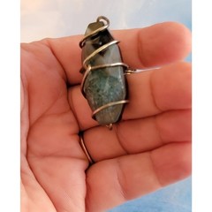 Unusual Large Stone Artisan Ring, Turquoise Black, Size 6, Statement r-1