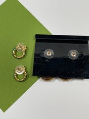 Vintage Signed Eisenberg Ice Green Enamel Christmas Ornament Dangle Earrings
