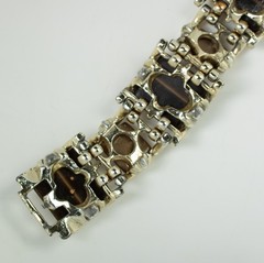 1950s Vintage Tank Bracelet Brown Thermoset Moonglow Lucite Chunky Links MCM