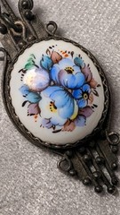 Vintage Soviet Necklace, Floral Rostov Finift Pendant, USSR Jewelry