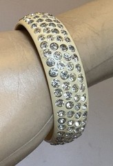1920s Antique Celluloid Rhinestone Flapper Sparkle Bangle wide 4-row SMALL 6.5″