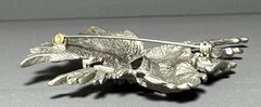 Vintage JJ Jonette Brooch Pewter Horse Pegasus Purple Glitter 3.5 Inches