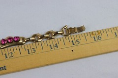 Barclay Gold Tone Choker with Pink Rhinestones, Signed, 58gr