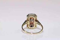 Vintage Art Deco Style Round Cut Lab Created Diamond 14K Gold FN Engagement Ring