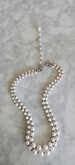Faux Pearls Silver Tone Beads Double Strand 8.5 In Necklace