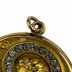 Antique Art Nouveau S&BL Co Gold Filled Locket Woman Profile Rhinestone Paste