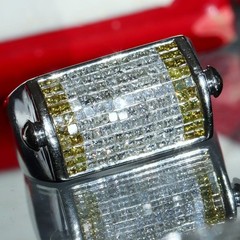 14k w/gold sz 10 ring 1.75ct natural & treated diamond invisible set 15.5gr C-73