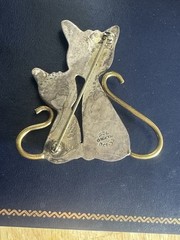 Vintage Taxco Sterling Silver Cats Brooch 18.9 Grams