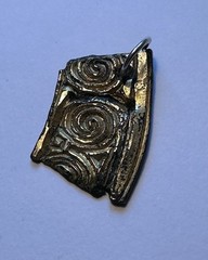 Viking Celtic Gilded Copper Curved Scroll Charm Pendant COA 022645 silver