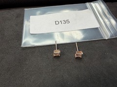 0.68g Vintage Sterling Silver 925 Square Clear Faceted Stud Earrings M