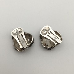 Vintage Sterling Silver Marcasite Knot Clip On Earrings Marked 925 14g #22