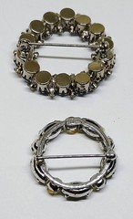 Vintage Lot 4 Brooches Pins Sterling Silver Blue Rhinestones Rivoli Crystals