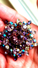 Large Austrian made domed crystal brooch, preowned excellent condition and rare.