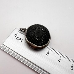 Antique Jewelry Pendant Silver 800 Hand Carved Crab Volcanic Lava