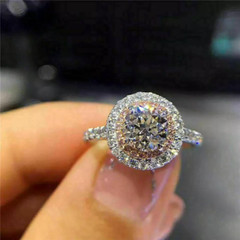 3.00Ct Lab-Created Diamond Wedding Engagement Double Ring 14K White Gold Plated