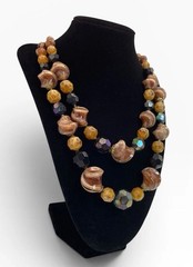 Vintage Signed W Germany Double Strand Lucite AB Bead Necklace 20” MCM