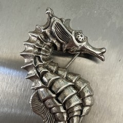 Vintage Beau Sterling Silver Seahorse Brooch Pin 2.5″ Coastal Beach Nautical