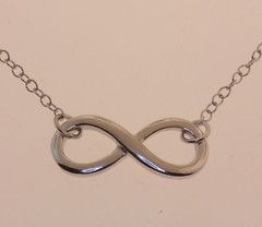 925 sterling silver infinity pendant link chain necklace adjustable 2.46g