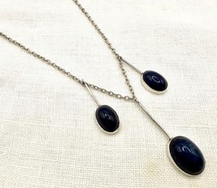 Antique Edwardian SODALITE 935 Sterling Silver Negligee Necklace ~ GERMANY