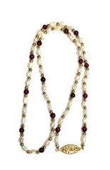 Vintage Genuine Rice Pearls & Almandine Garnet Beaded Necklace & Bracelet Set