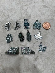 Lot Of 11 Vintage Native American Turquoise & Sterling Silver Charms Pendants