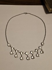 Very Ornate .925 Antique In Orig Box Bezel-style Glass Stone 15in Choker #S59/10