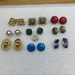 (9 Pairs) Vintage Unmarked Clip On Earrings Gold & Silver Tone (#1014)