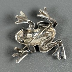 Vintage TH Thailand Sterling Silver & Brass Frog Animal Brooch Pin Textured 10g