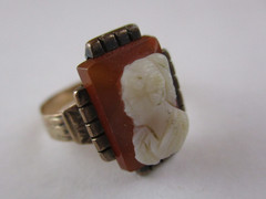 Antique Victorian Carnellian Cameo Ring Size 5 8K 333 Yellow Gold 3.1g
