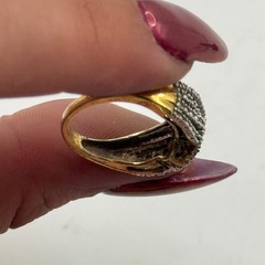 925 Sterling Silver Gold Tone Crossover Infinity Ring Size 5 Multi Row Statement