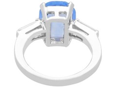 Antique 2.46 ct Sapphire and 0.38 ct Diamond, 18 ct White Gold Dress Ring
