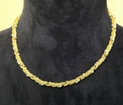 VINTAGE AVON GOLD TONE BEADED ROPE CHAIN CHOKER NECKLACE SIGNED