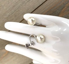 Earrings Gold Filled Faux Pearl Screw Back Signed JMS Vintage