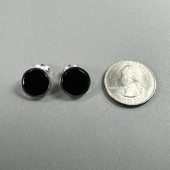 VTG TEKA Theodor Klotz Germany 925 Sterling Silver Onyx MCM Clip Earrings 0.5″