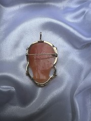 14k Gold Cameo Signed Scognamiglio Italian Pendant Brooch M+M Mint