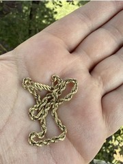 Vintage 14k Yellow Gold Rope Chain Bracelet with Locking Slide Barrel Clasp 8”